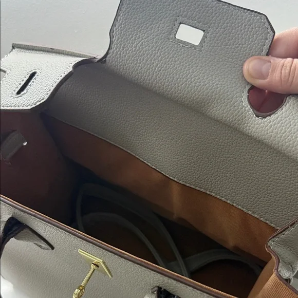 Chic Gray Satchel with Scarf Accent - Picture 2 of 5